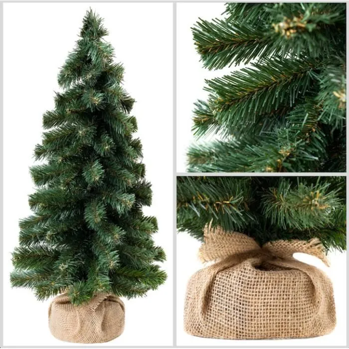 50cm Petit sapin de noel artificiel | Mini sapin | Decoration noel | Vert foncé | Naturel | Ambiance de fêtes | Support en jute-1