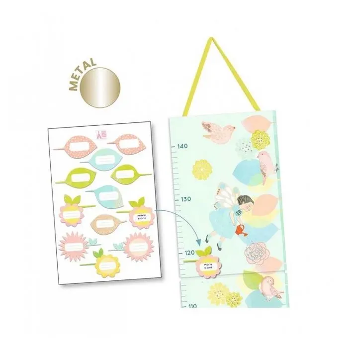 Toise murale pour enfant - DJECO - DD04052 - Illustrations printanières - Graduée de 60 cm à 1,40 m-1