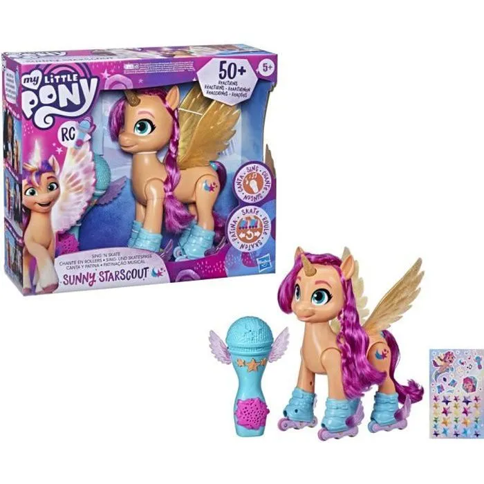 MY LITTLE PONY - A New Generation - Sunny Starscout en rollers - jouet 22 - 5 cm télécommande - 50 réactions - lumières et musique-0