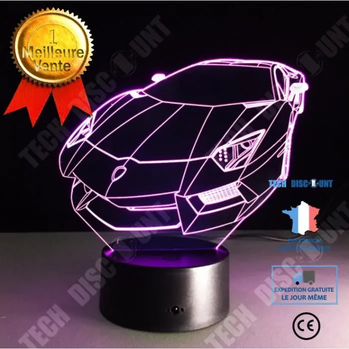 TD® Veilleuse 3D Couleur Nuit Lumière Sport Voiture Auto 3D Hologramme Maison Illumination Chambre Décor Bureau Lampe De Table Meill-0