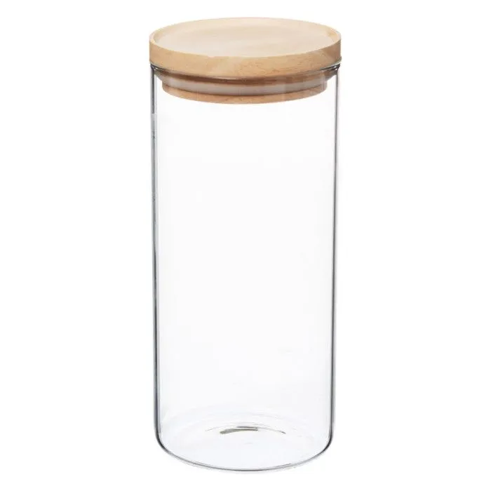 Bocaux de rangement en verre et bois couvercle hermétique Atmosphera - Bocal hermétique 1.3 Litre-0