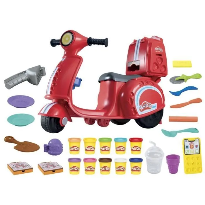 Play-Doh Mon scooter à pizzas, jouets de loisirs créatifs avec pâte à modeler pour enfants-1