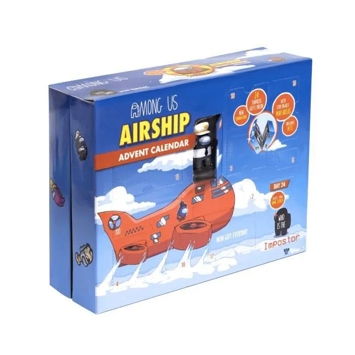 Calendrier de l'Avent TOMY Among Us - 7 figurines, 3 tampons, 14 stickers, 5 animaux, 4 comic strips-0