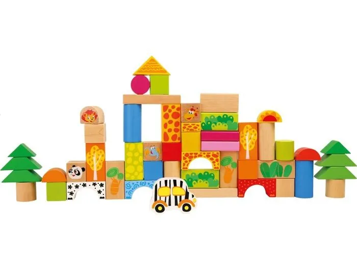 Blocs de construction en bois - Small foot company - Zoo - 100% FSC - Motricité fine - Mixte-1
