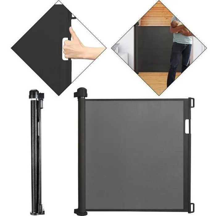 LZQ Barrière de sécurité Roll pour bébés et animaux domestiques, 0-180cm, 87 cm de haut Barrière bébé, Noir-1