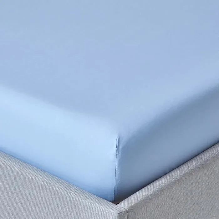 Drap-housse Bleu 100% coton Égyptien 200 fils 140 x 200 cm-0